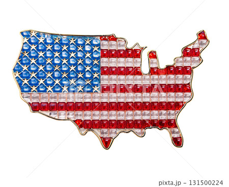 地図の形をしたアメリカの国旗のブローチ 地図の形をしたアメリカの国旗のブローチ 131500224