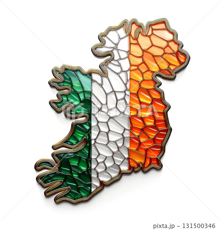 地図の形をしたアイルランドの国旗のブローチ 131500346