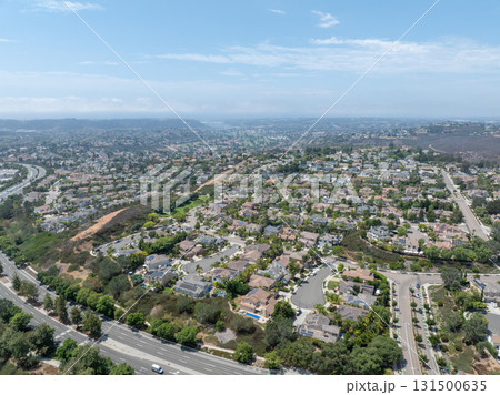 Aerial view houses in Carlsbad in land, North County San Diego 131500635