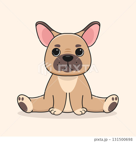 Cute cartoon French bulldog. Isolated background. Flat style vector illustration Cute cartoon French bulldog. Isolated background. Flat style vector illustration 131500698