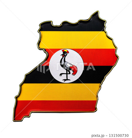 地図の形をしたウガンダの国旗のブローチ 131500730