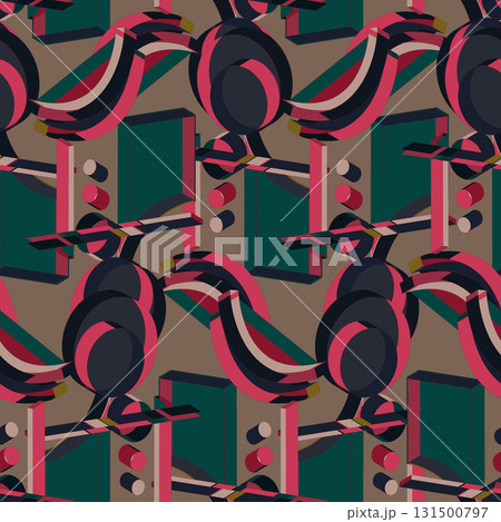 Seamless pattern with abstract geometric shapes . 3D pattern background. Vector illustration Seamless pattern with abstract geometric shapes . 3D pattern background. Vector illustration 131500797