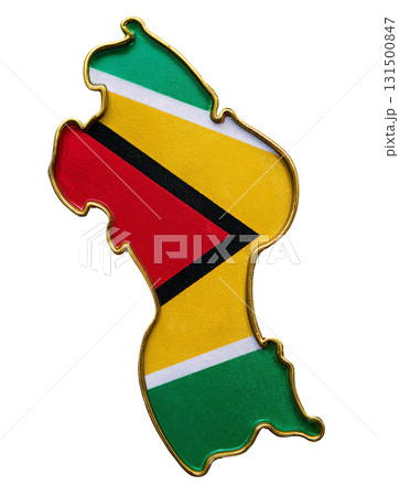 地図の形をしたガイアナの国旗のブローチ 131500847