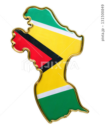 地図の形をしたガイアナの国旗のブローチ 131500849