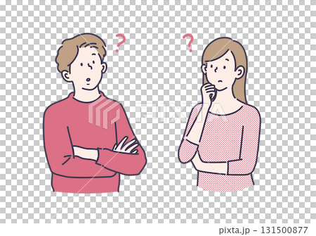 Illustration of a worried couple Illustration of a worried couple 131500877