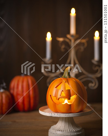 ハロウィンイメージ　オバケカボチャとキャンドル 131501001