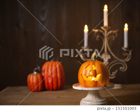ハロウィンイメージ　オバケカボチャとキャンドル 131501003