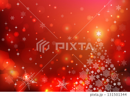 雪の結晶の可愛いクリスマスツリーの背景レッド 雪の結晶の可愛いクリスマスツリーの背景レッド 131501344