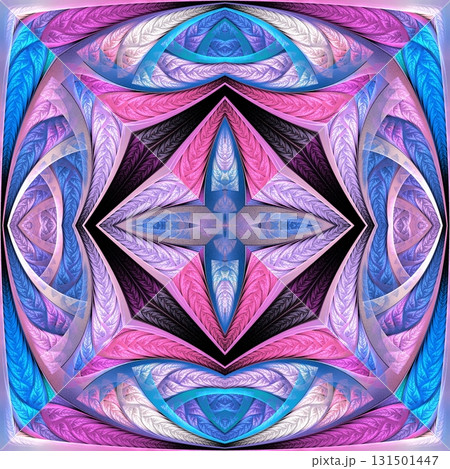 Beautiful multicolored flower pattern. You can use it for stained-glass window, tile, mosaic, ceramic, notebook covers, phone case, postcards, cards, wallpapers. Artwork for creative design, art. 131501447