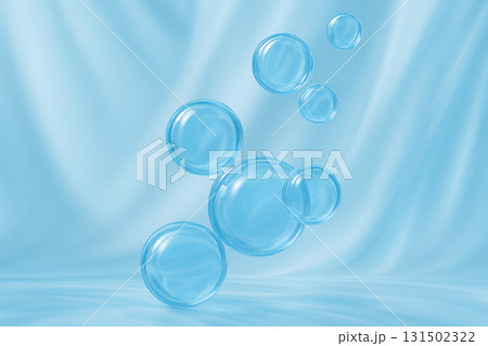 ヒアルロン酸を連想させる青い美容液成分の球体背景 131502322