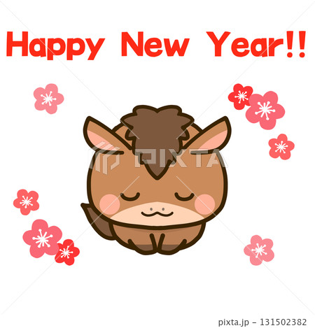 新年の挨拶をする午年の馬 新年の挨拶をする午年の馬 131502382
