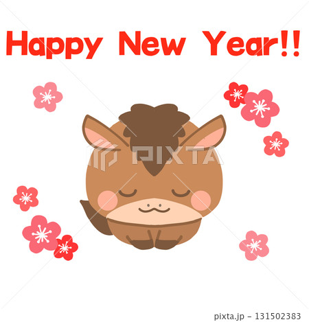 新年の挨拶をする午年の馬 ラインなし 新年の挨拶をする午年の馬 ラインなし 131502383