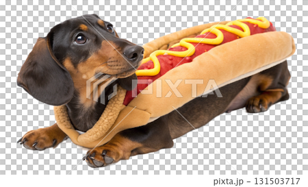 dogs wearing Halloween costumes, isolated on a transparent background PNG 131503717