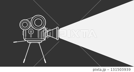 Retro movie camera. Film shooting.Vector illustration. Retro movie camera. Film shooting.Vector illustration. 131503939