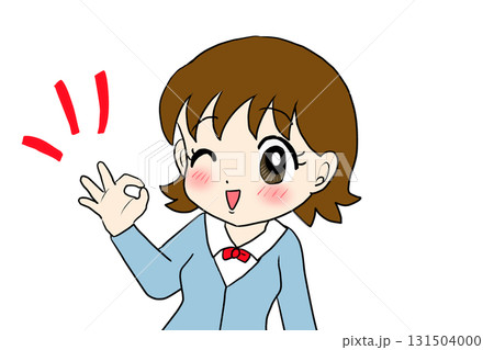 ウインクしてグーサインを出す女子高生 131504000