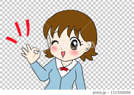 ウインクしてグーサインを出す女子高生 131504000