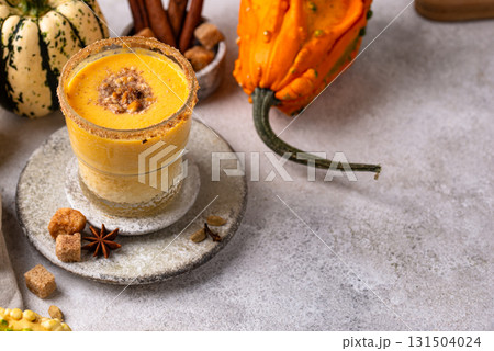 Autumn drink spicy pumpkin smoothie 131504024