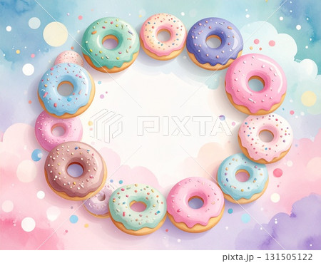 カラフルなドーナツ型のドーナツ カラフルなドーナツ型のドーナツ 131505122