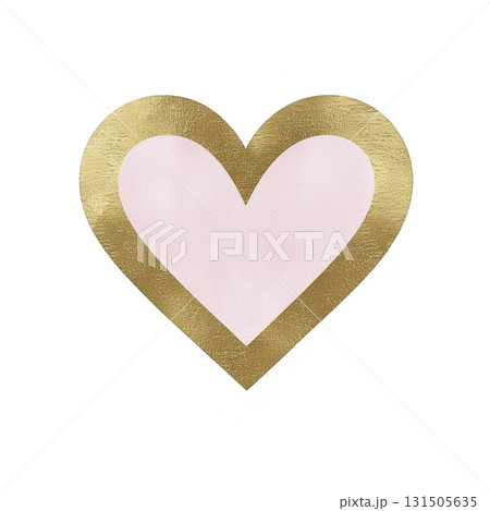 pink heart with gold border creates charming and elegant design, perfect for romantic or decorative themes. combination of colors adds touch of luxury and warmth 131505635
