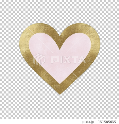 pink heart with gold border creates charming and elegant design, perfect for romantic or decorative themes. combination of colors adds touch of luxury and warmth 131505635