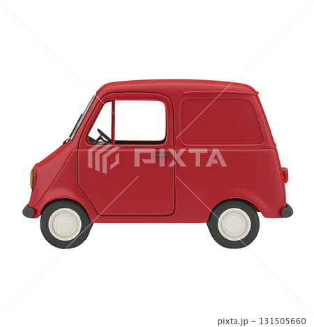 small, red, vintage style toy car with simple, minimalist design and white wheels, evoking sense of nostalgia and playfulness 131505660