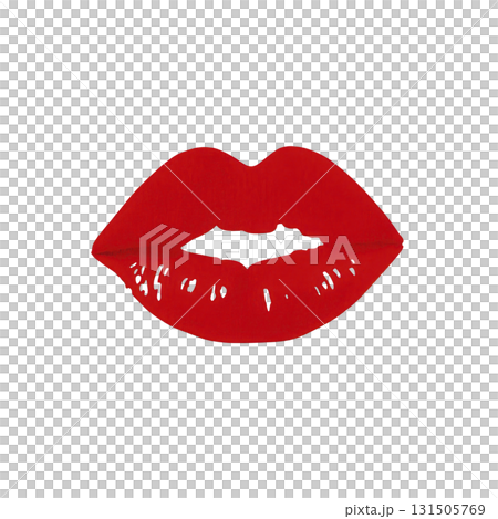 bold red lip print on plain background, symbolizing passion and allure. vibrant color and simple design make it striking and iconic image 131505769