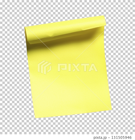 bright yellow sticky note pad with single sheet partially unrolled, isolated on transparency background. vibrant color and simplicity make it ideal for reminders or messages bright yellow sticky note pad with single sheet partially unrolled, isolated on transparency background. vibrant color and simplicity make it ideal for reminders or messages 131505946