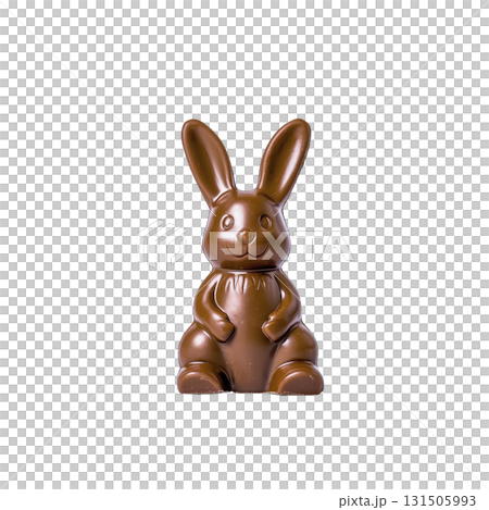 cute chocolate bunny with smooth texture and playful expression, perfect for Easter celebrations or as sweet treat. bunny is crafted with attention to detail, showcasing its charming features 131505993