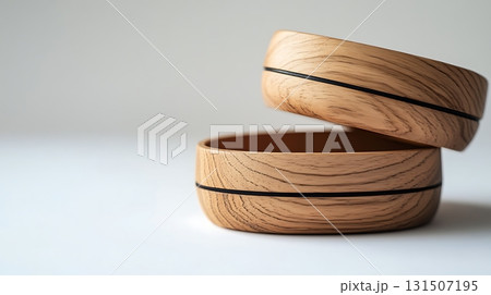 Sleek, Minimalist Wooden Containers with Smooth, Natural Design 131507195