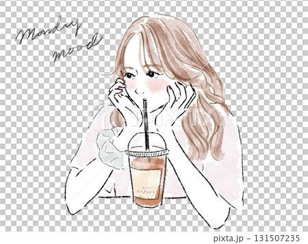 ストローでコーヒーを飲む女性 131507235