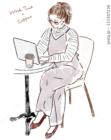 カフェで仕事をする女性 カフェで仕事をする女性 131507236