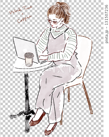 カフェで仕事をする女性 カフェで仕事をする女性 131507236