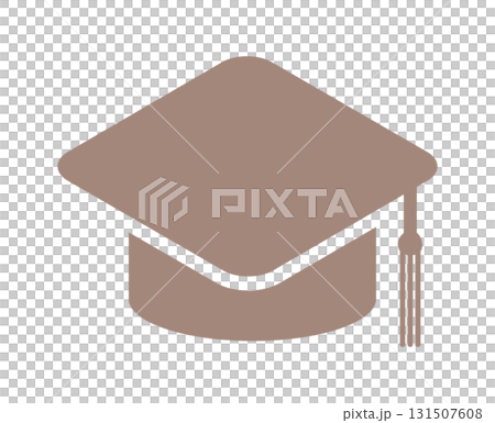 Simple brown mortarboard/doctoral cap icon - University graduation ceremony/knowledge and learning image illustration material 131507608