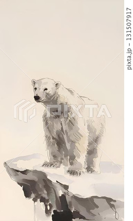 ホッキョクグマ 筆絵風 131507917