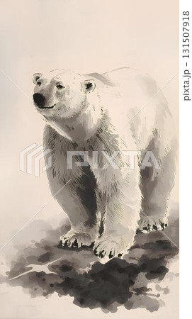 ホッキョクグマ 筆絵風 131507918