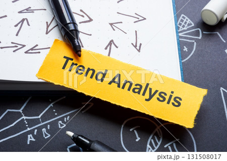 Notes about trend analysis symbolizing market research. Notes about trend analysis symbolizing market research. 131508017
