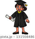 Happy Graduate Girl with Diploma Cartoon Clipart  131508486