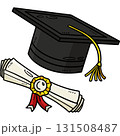 Graduation Cap and Diploma Cartoon Colored Clipart 131508487