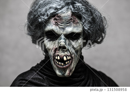 Portrait of a scary zombie with gray hair 131508958
