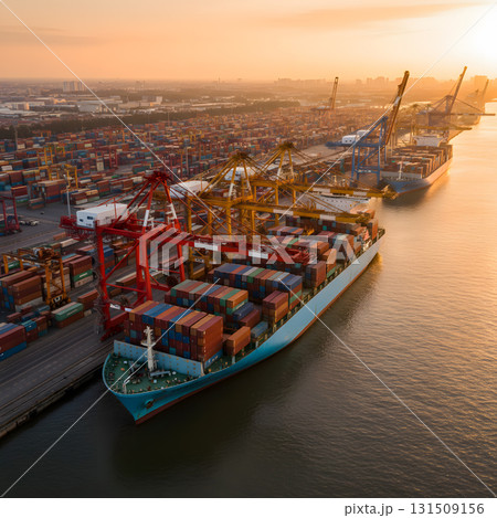 Massive Cargo Port at Sunset Massive Cargo Port at Sunset 131509156