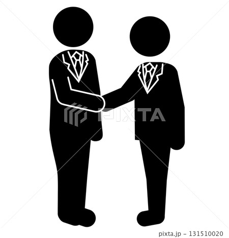 ビジネスマンが握手するピクトグラムシルエットアイコン 131510020