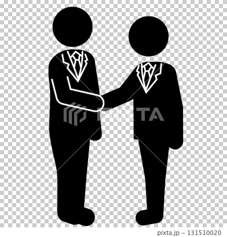 ビジネスマンが握手するピクトグラムシルエットアイコン 131510020