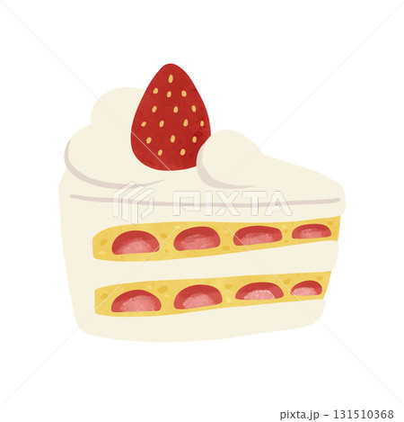 いちごのショートケーキ　水彩風手描きイラスト 131510368