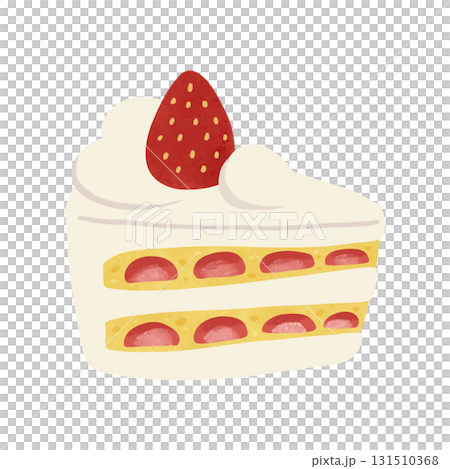 いちごのショートケーキ　水彩風手描きイラスト 131510368