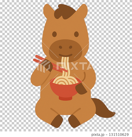 馬が年越しそばを食べているイラスト 馬が年越しそばを食べているイラスト 131510629
