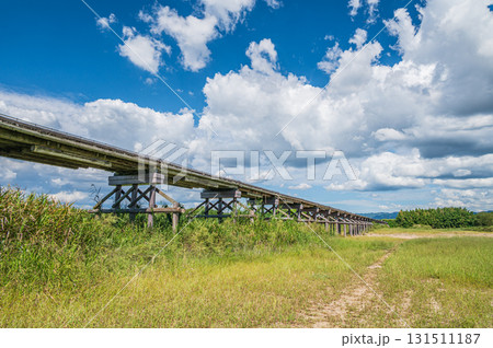 木津川の名所上津屋橋(流れ橋) 京都府八幡市 木津川の名所上津屋橋(流れ橋) 京都府八幡市 131511187