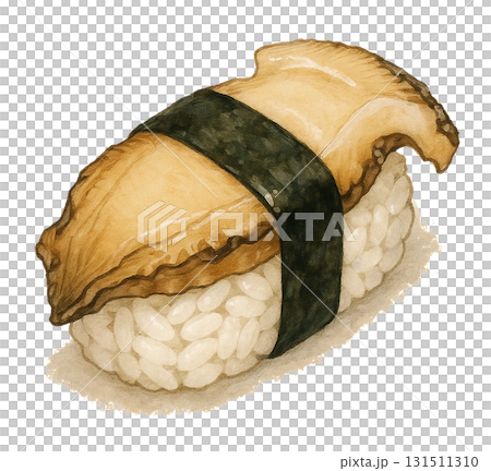 あわびの握り寿司(1貫)のイラスト あわびの握り寿司(1貫)のイラスト 131511310