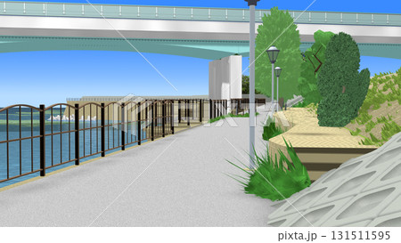 アニメーションの背景に使える『青い海の見える公園』 131511595