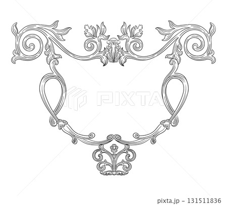Hand drawing ornate antique baroque frame vector illustration 131511836