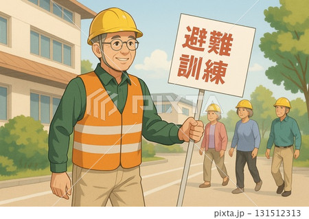 災害避難訓練に参加する高齢者 災害避難訓練に参加する高齢者 131512313